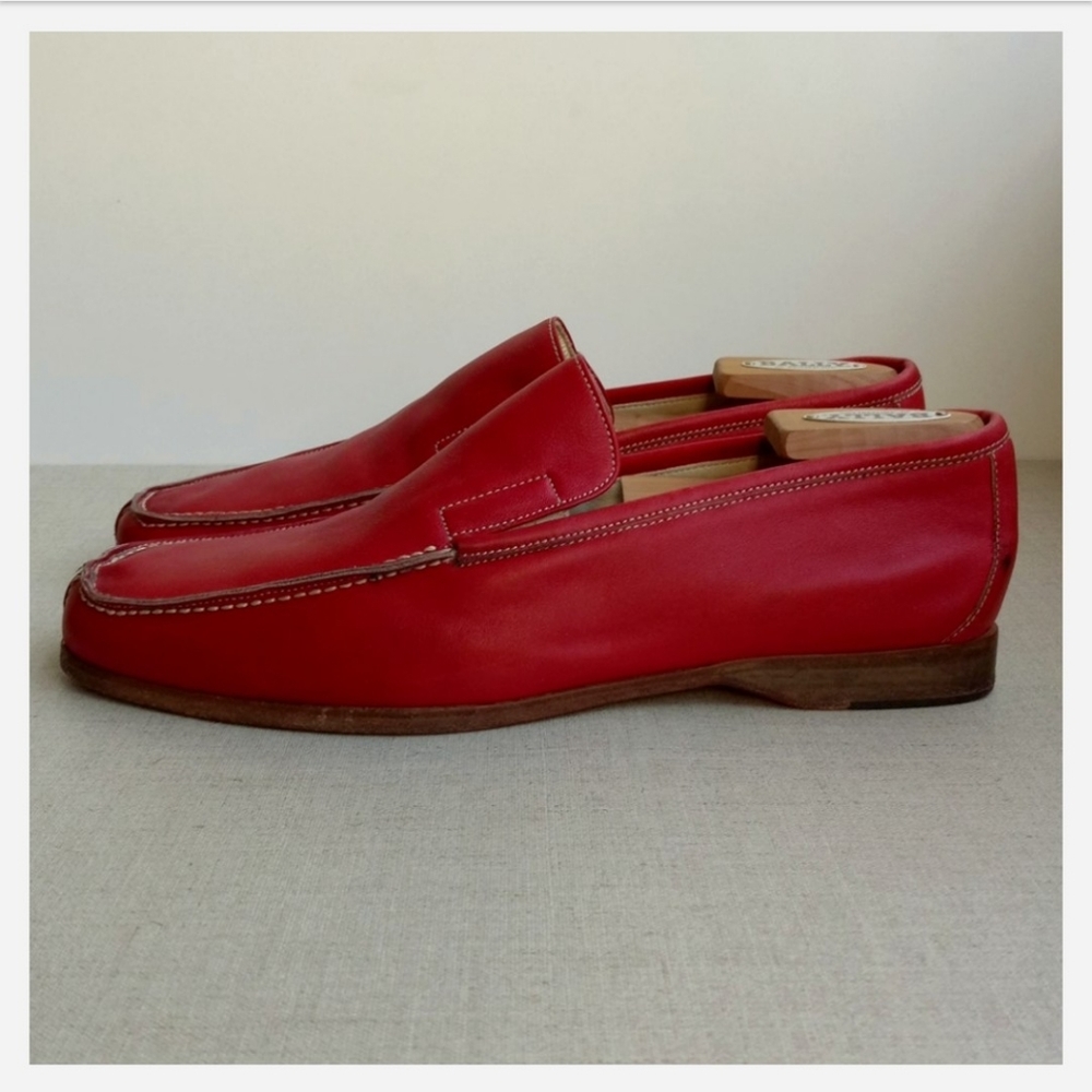 Canali Men EU 42 Red Leather Loafers